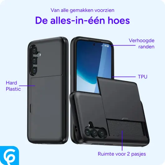 Samsung Galaxy S24 FE Hoesje met Slider Kaarthouder Back Cover Zwart afbeelding 3