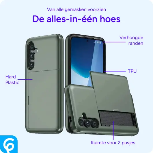 Samsung Galaxy S24 FE Hoesje met Slider Kaarthouder Back Cover Groen afbeelding 2
