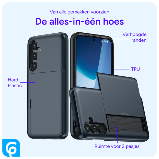 Samsung Galaxy S24 FE Hoesje met Slider Kaarthouder Back Cover Blauw afbeelding 3