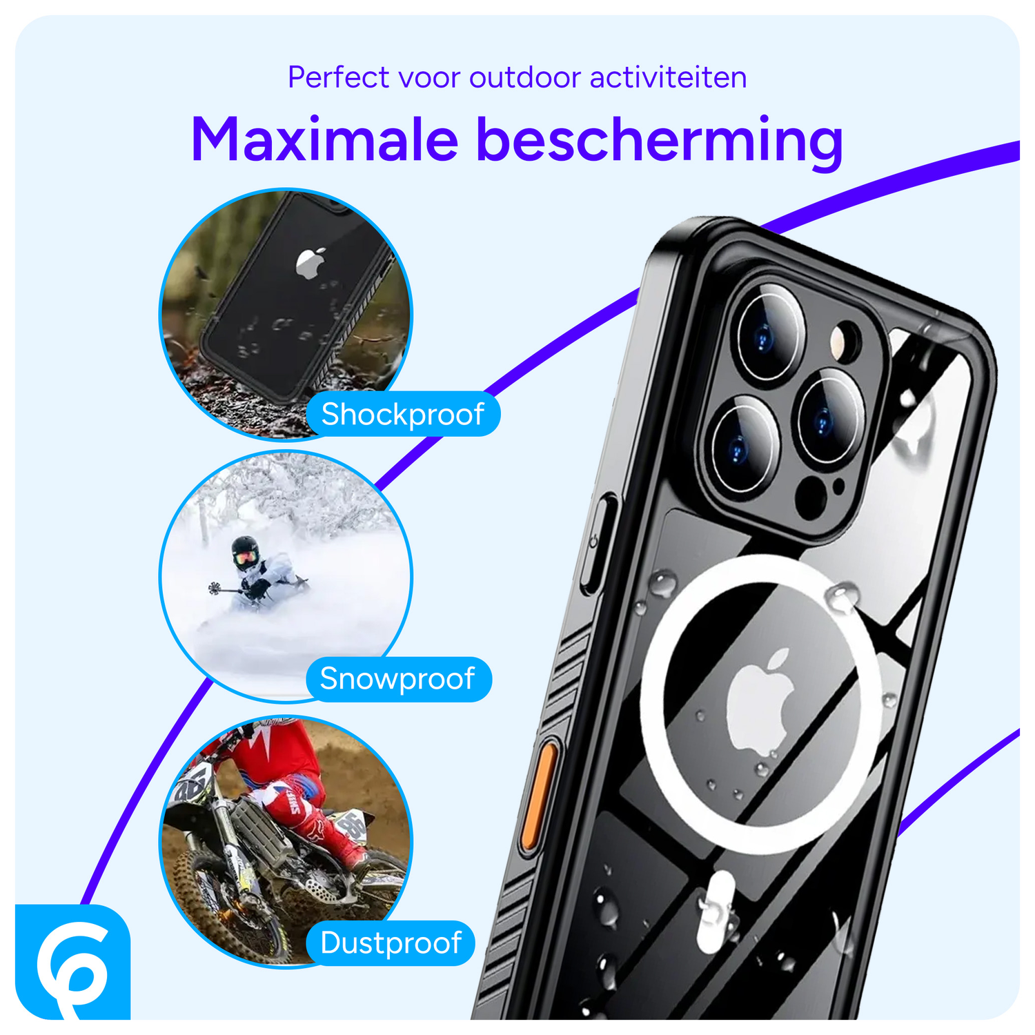 SBG Outdoor Case iPhone 16e Waterdicht Zwart afbeelding 2