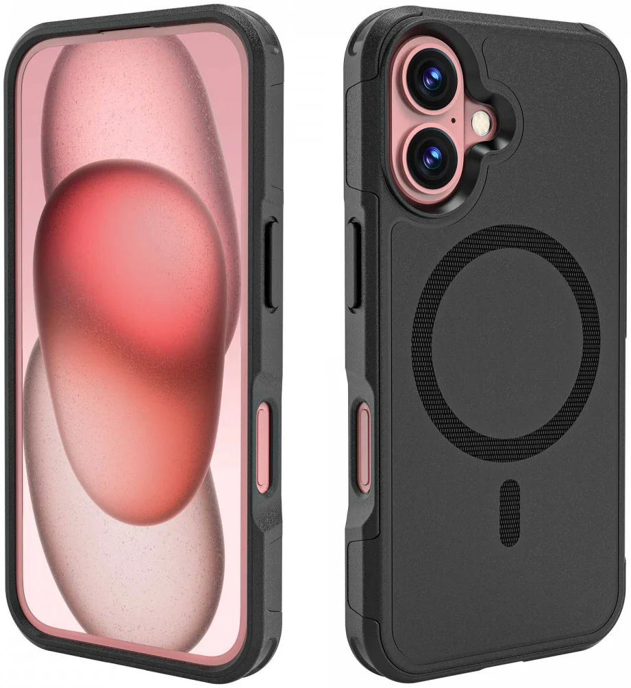 Apple iPhone 16 Hoesje Dual-Layer Hybride Back Cover met MagSafe Zwart afbeelding 8