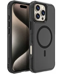 Apple iPhone 16 Pro Max Hoesje Dual-Layer Hybride Back Cover met MagSafe Zwart