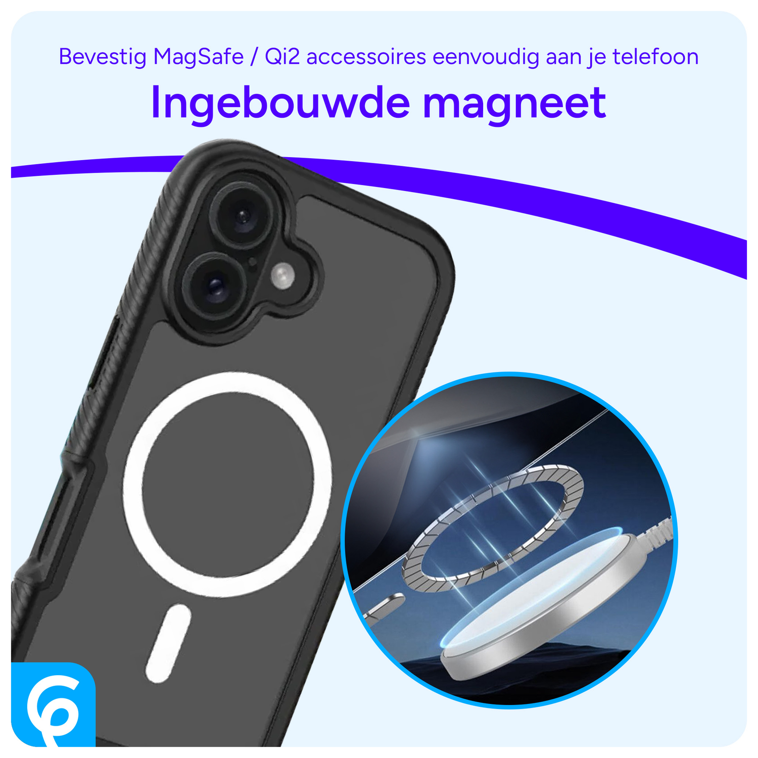 Apple iPhone 16 Hoesje Full Protect 360° Cover met MagSafe Zwart afbeelding 3