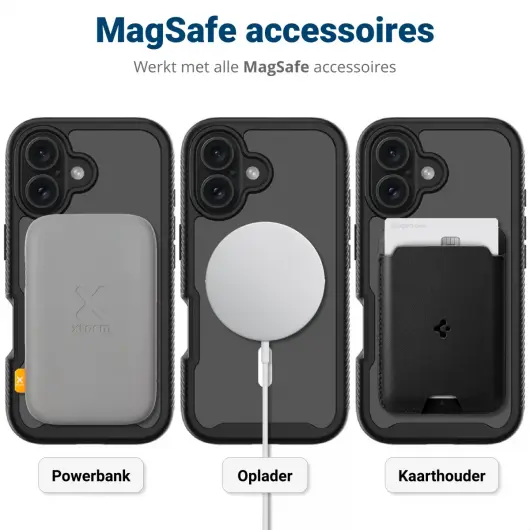 Apple iPhone 16 Hoesje Full Protect 360° Cover met MagSafe Zwart afbeelding 3