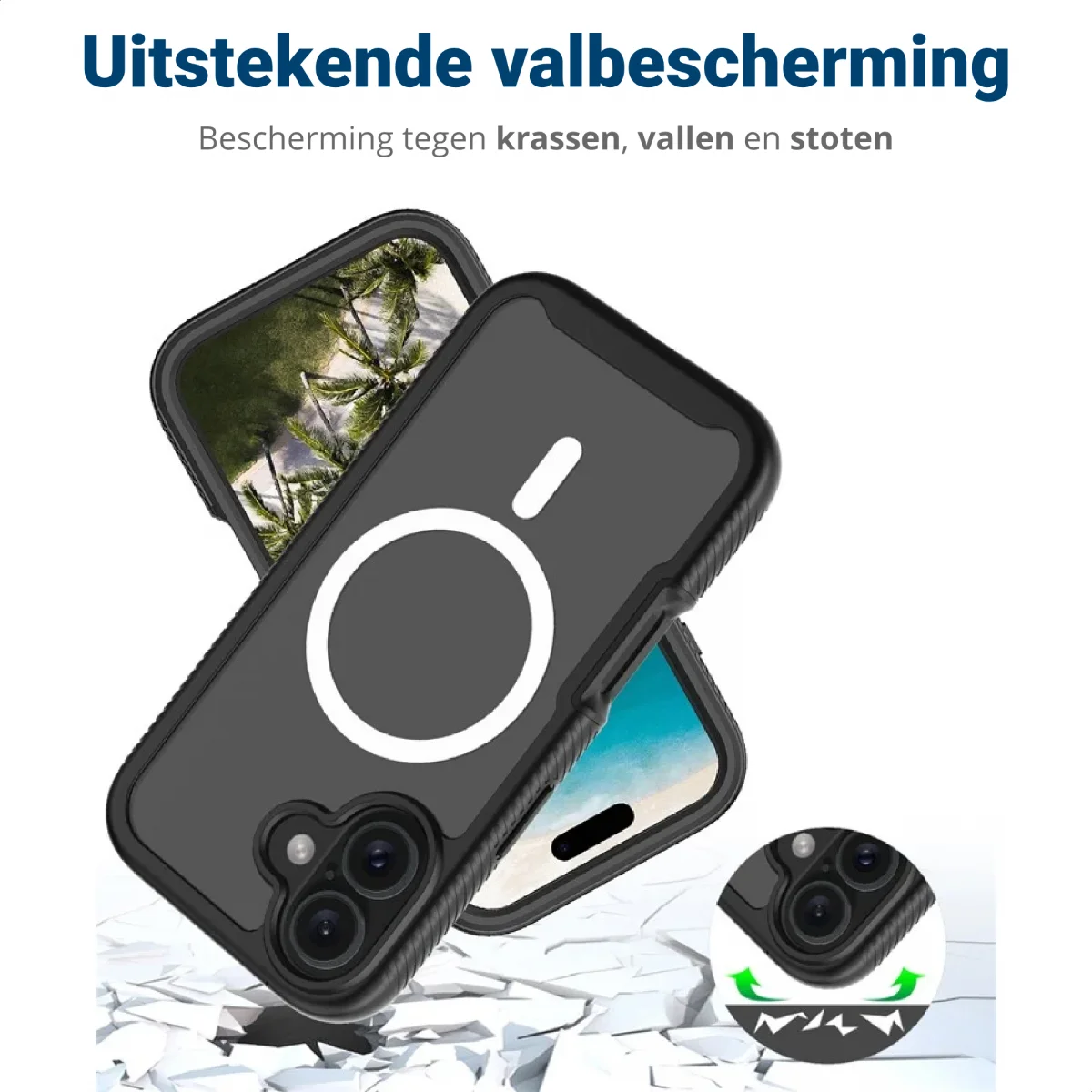 Apple iPhone 16 Pro Max Hoesje Full Protect 360° Cover met MagSafe Zwart afbeelding 4