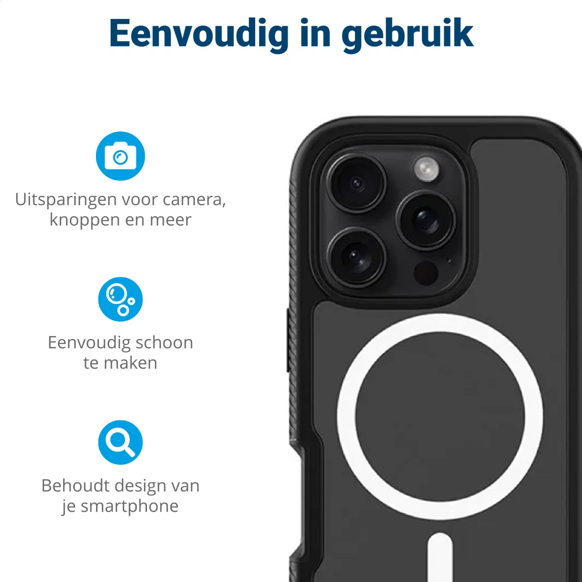 Apple iPhone 16 Pro Max Hoesje Full Protect 360° Cover met MagSafe Zwart afbeelding 6