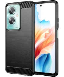 Oppo A79 Hoesje Geborsteld TPU Flexibele Back Cover Zwart