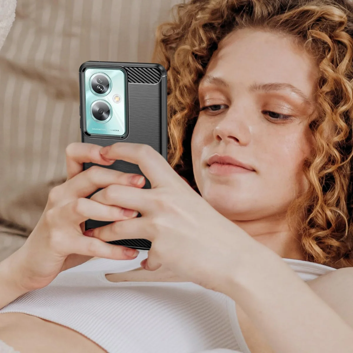 Oppo A79 Hoesje Geborsteld TPU Flexibele Back Cover Zwart afbeelding 8