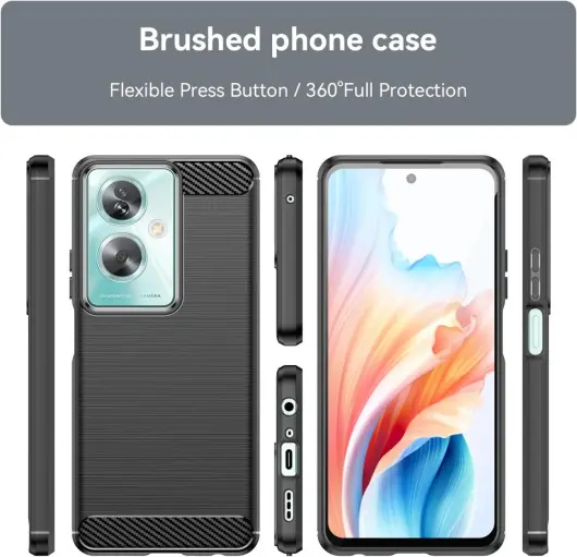 Oppo A79 Hoesje Geborsteld TPU Flexibele Back Cover Zwart afbeelding 2