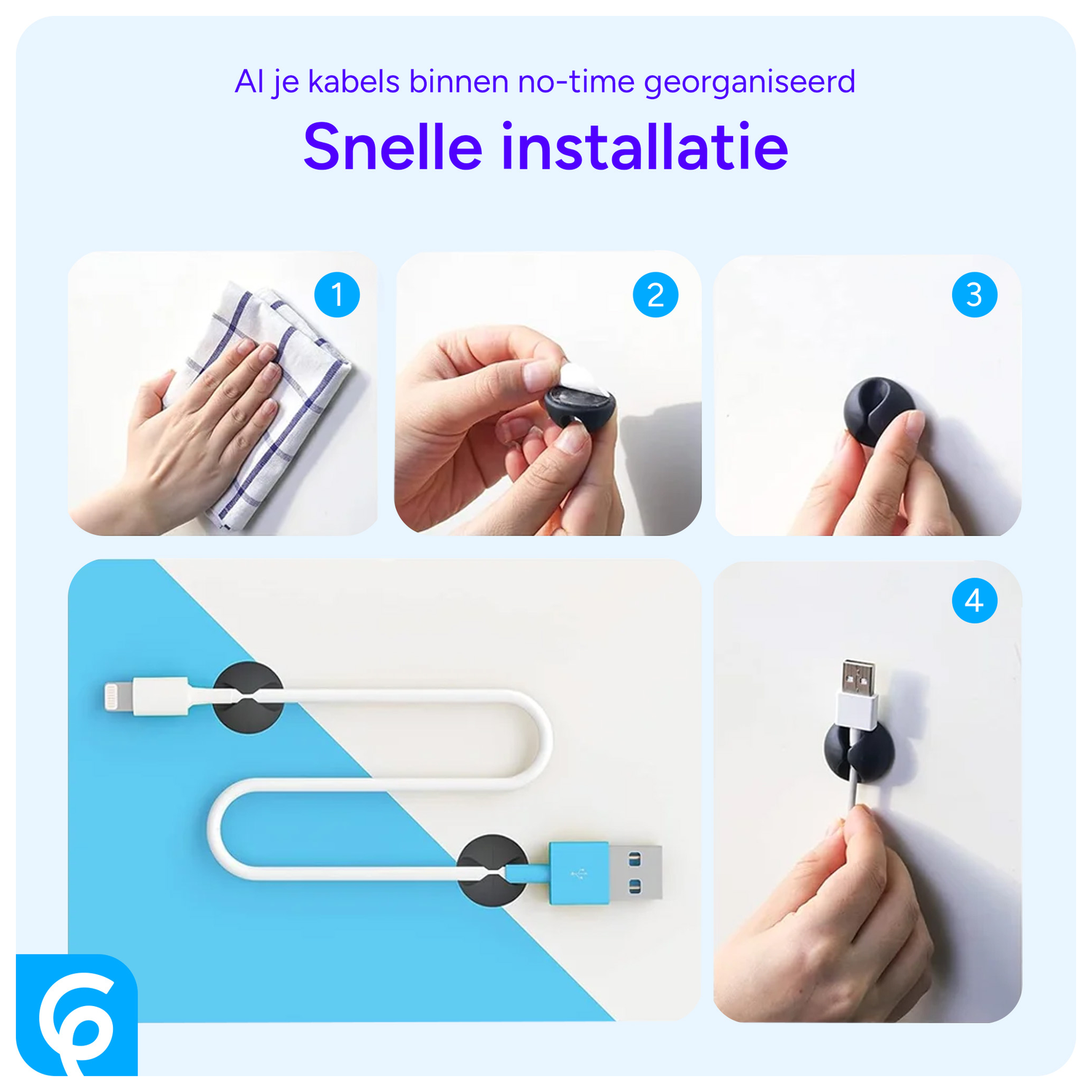16 Pack Zelfklevende Plakbare Kabelclips Kabelklemmen Zwart afbeelding 3