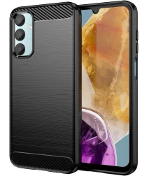 Samsung Galaxy M55 Hoesje Geborsteld TPU Flexibele Back Cover Zwart