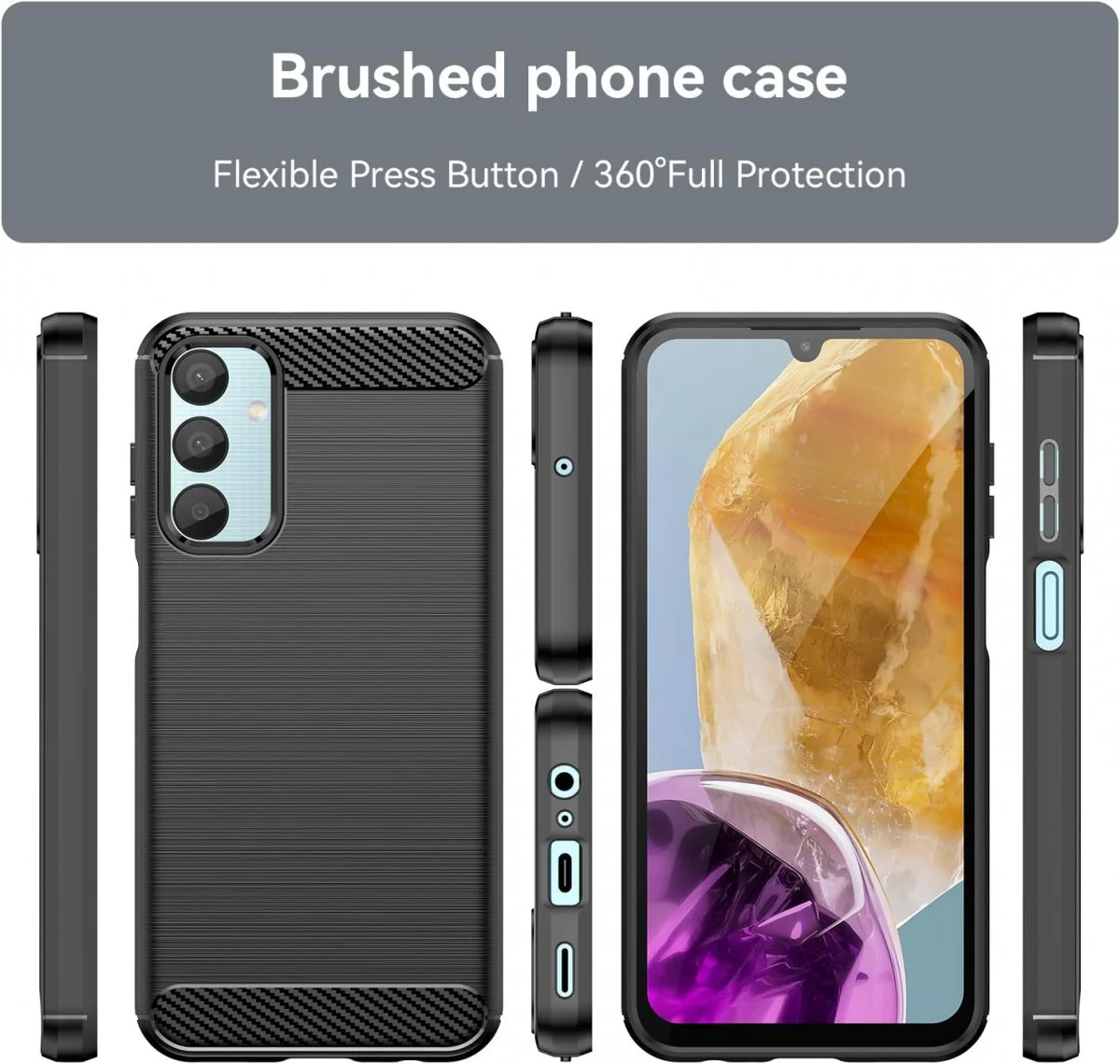 Samsung Galaxy M55 Hoesje Geborsteld TPU Flexibele Back Cover Zwart afbeelding 5