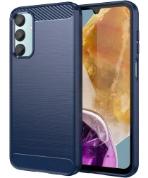 Samsung Galaxy M55 Hoesje Geborsteld TPU Flexibele Back Cover Blauw