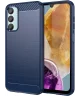 Samsung Galaxy M55 Hoesje Geborsteld TPU Flexibele Back Cover Blauw