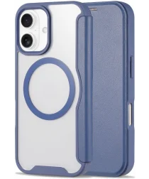 Apple iPhone 16 Hoesje met MagSafe Book Case Transparant / Blauw