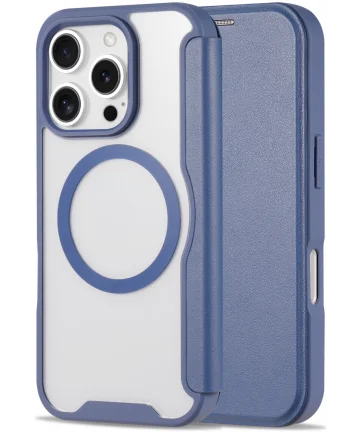 Apple iPhone 16 Pro Hoesje met MagSafe Book Case Transparant / Blauw Hoesjes