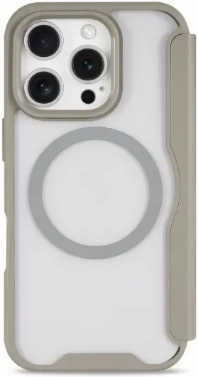 Apple iPhone 16 Pro Max Hoesje met MagSafe Book Case Transparant / Beige afbeelding 2