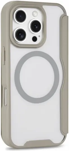 Apple iPhone 16 Pro Max Hoesje met MagSafe Book Case Transparant / Beige afbeelding 5