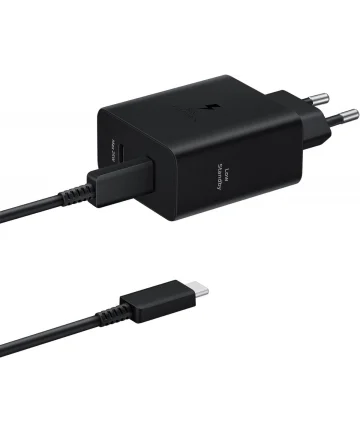 Originele Samsung 50W Power Adapter Duo met USB-C Kabel 1.8 Meter 5A Zwart Opladers