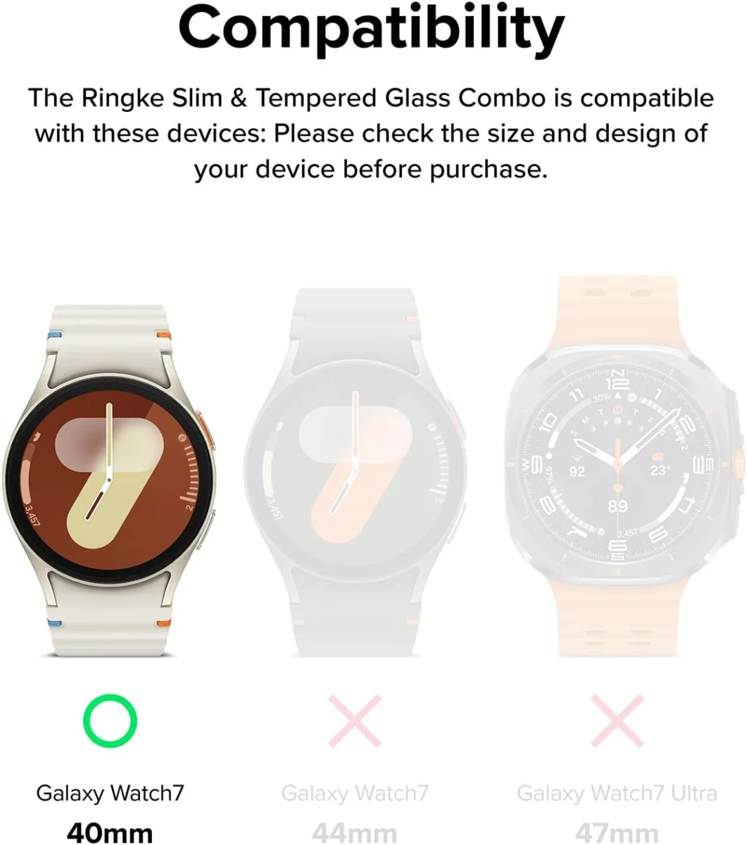 Ringke Slim Hoesje + Tempered Glass - Samsung Galaxy Watch 7 44MM - Matte Clear afbeelding 2