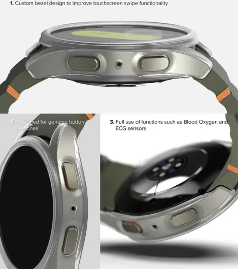 Ringke Slim Hoesje + Tempered Glass - Samsung Galaxy Watch 7 44MM - Matte Clear afbeelding 9