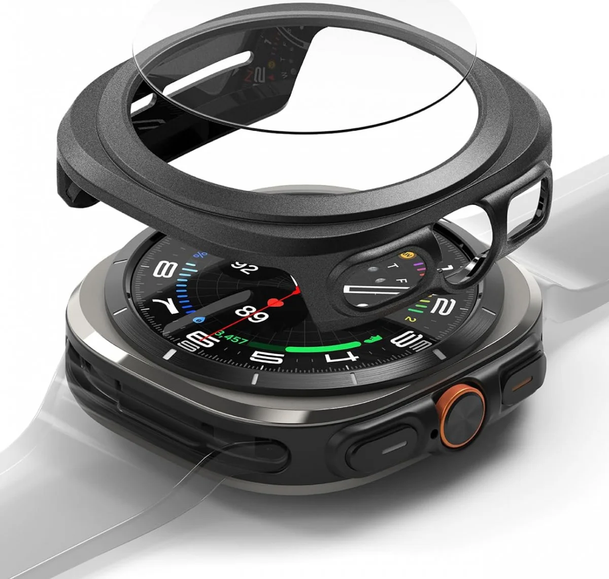 Ringke Slim Hoesje + Tempered Glass - Samsung Galaxy Watch Ultra - Zwart afbeelding 1