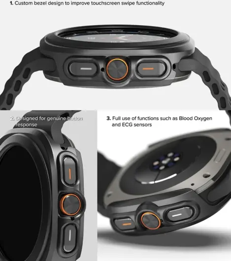 Ringke Slim Hoesje + Tempered Glass - Samsung Galaxy Watch Ultra - Zwart afbeelding 9