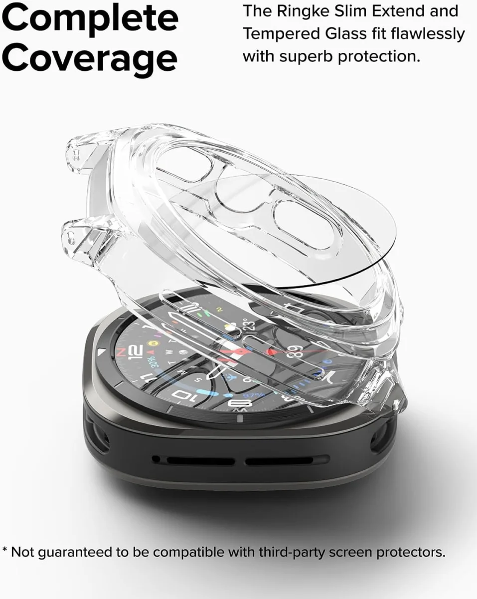 Ringke Slim Extend Hoesje + Tempered Glass - Samsung Watch Ultra - Transparant afbeelding 4