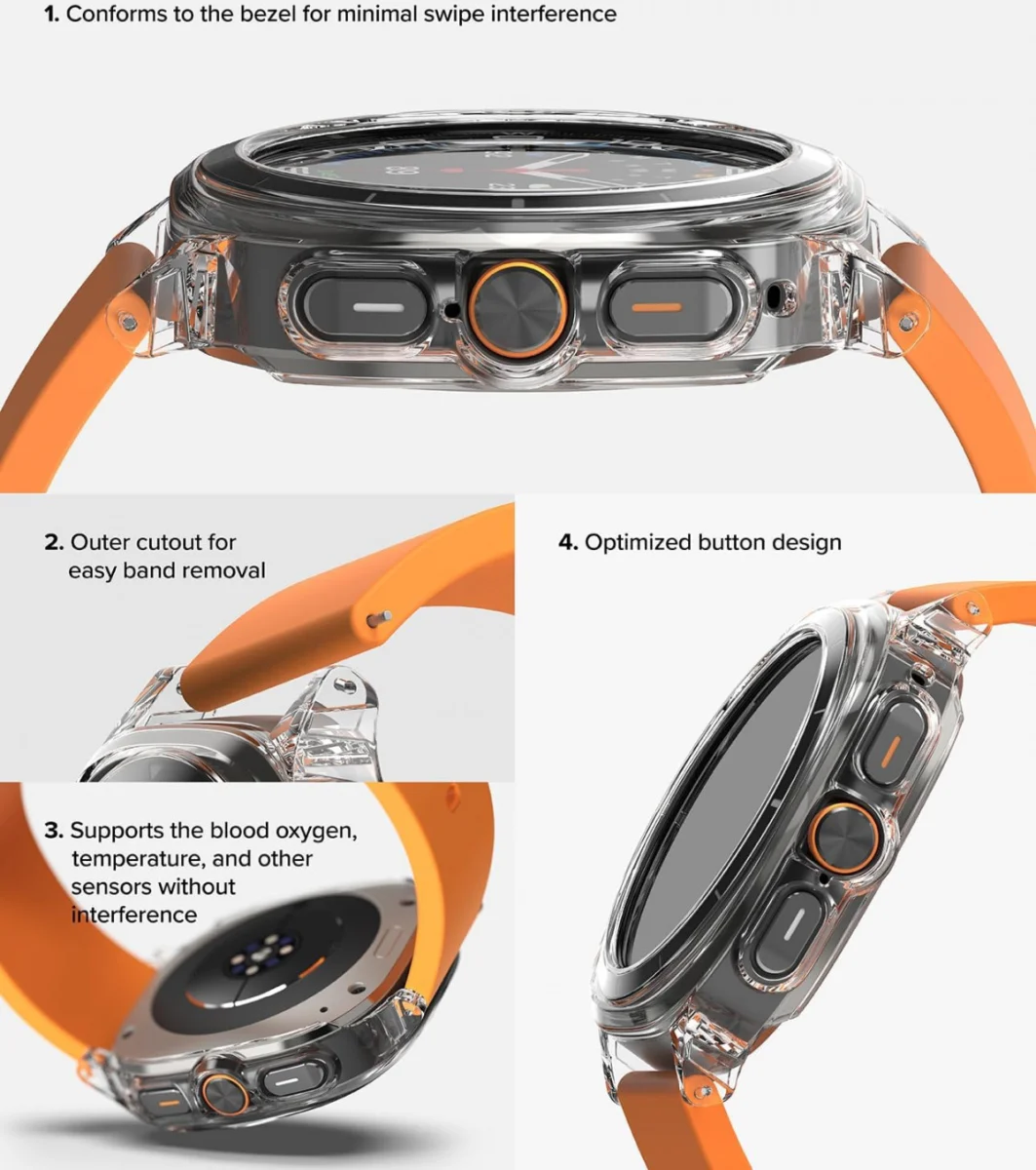 Ringke Slim Extend Hoesje + Tempered Glass - Samsung Watch Ultra - Transparant afbeelding 9