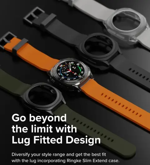 Ringke Slim Extend Hoesje + Tempered Glass - Samsung Watch Ultra - Matte Clear afbeelding 5