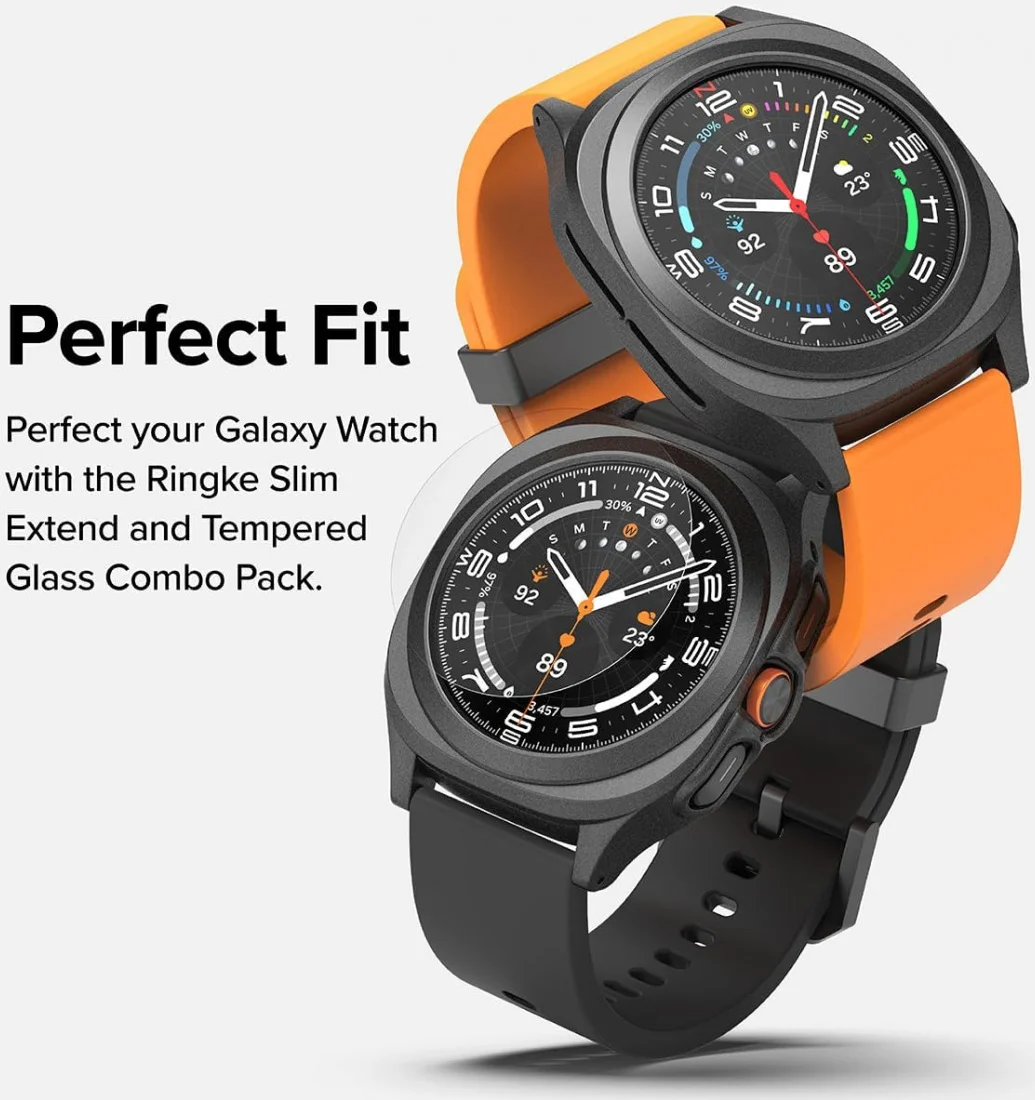 Ringke Slim Extend Hoesje + Tempered Glass - Samsung Watch Ultra - Zwart afbeelding 3