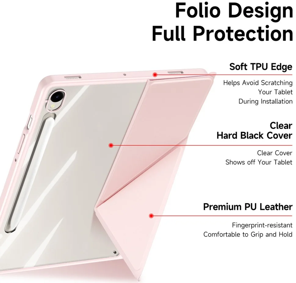 Dux Ducis Magi Samsung Galaxy Tab S9 / S9 FE Hoes V-Fold Book Case Roze afbeelding 9