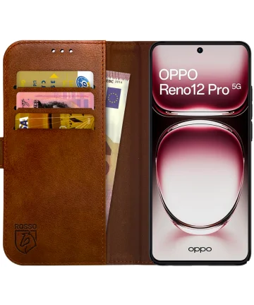 Rosso Element Oppo Reno 12 Pro Hoesje Book Case Wallet Bruin Hoesjes