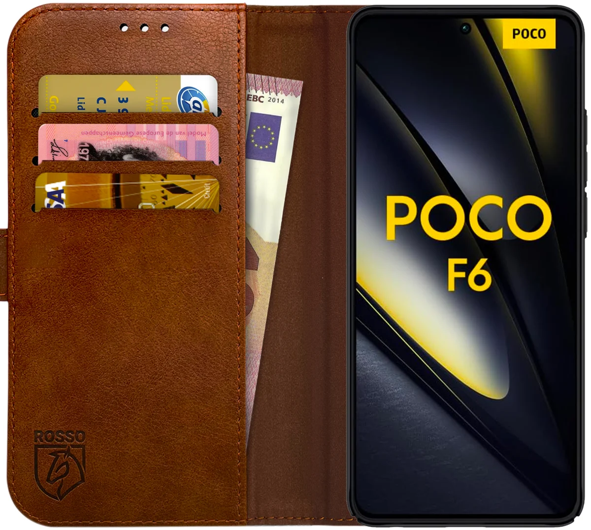 Rosso Element Xiaomi Poco F6 Hoesje Book Case Wallet Bruin afbeelding 1