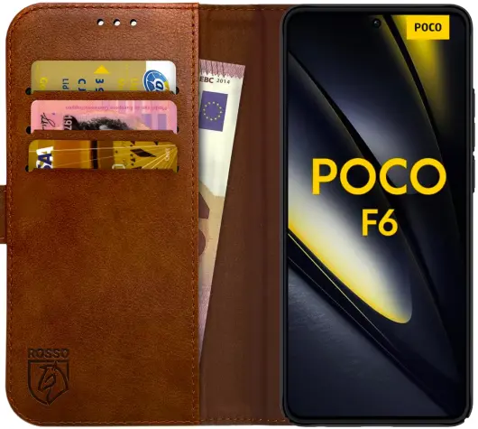 Rosso Element Xiaomi Poco F6 Hoesje Book Case Wallet Bruin afbeelding 1
