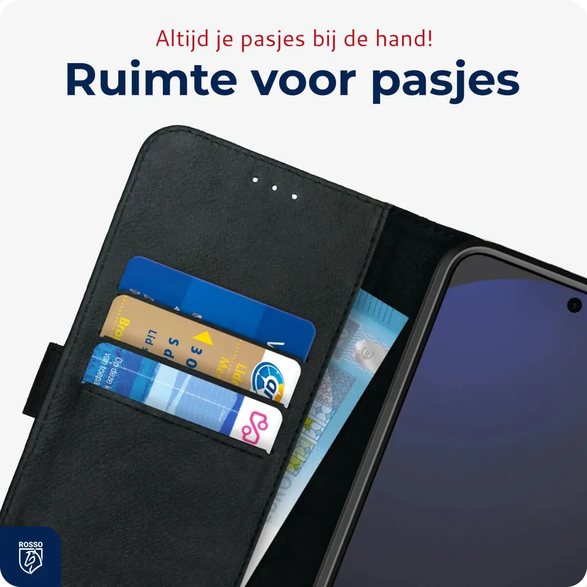 Rosso Deluxe Samsung Galaxy S24 FE Hoesje Echt Leer Book Case Zwart afbeelding 5