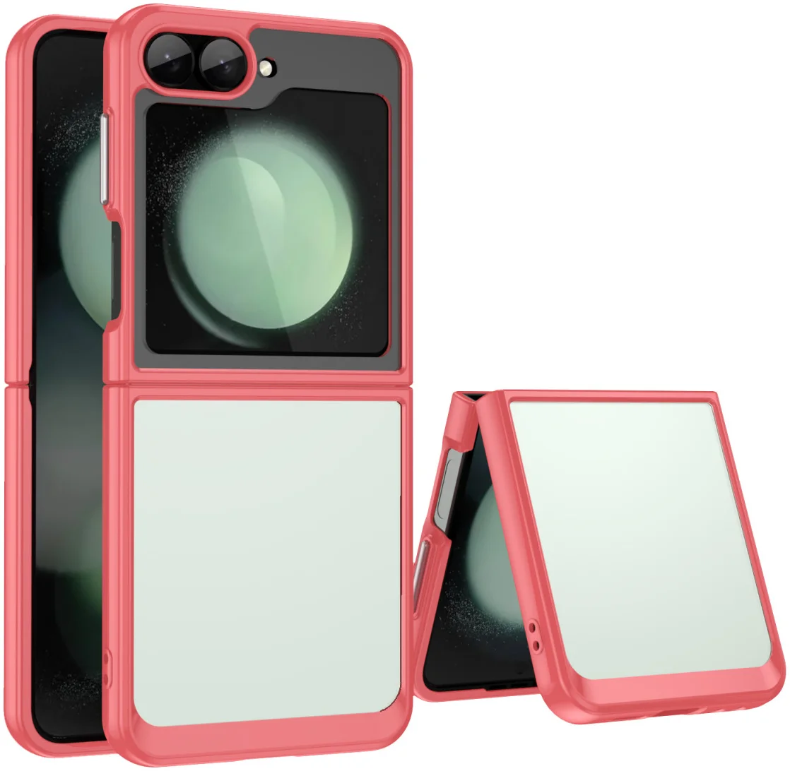 Samsung Galaxy Z Flip 6 Hoesje Shock Proof Back Cover Transparant Roze afbeelding 1