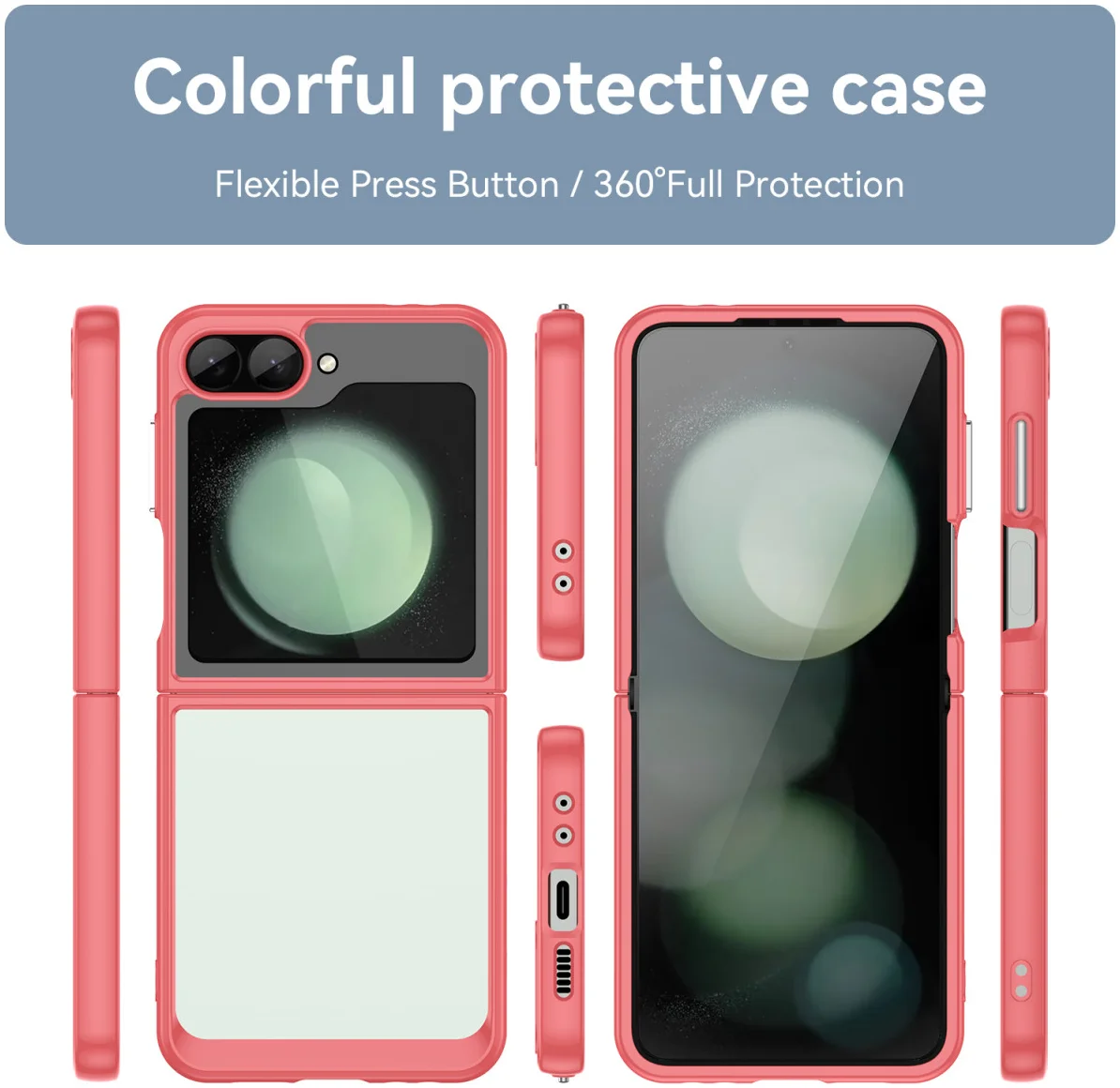 Samsung Galaxy Z Flip 6 Hoesje Shock Proof Back Cover Transparant Roze afbeelding 3