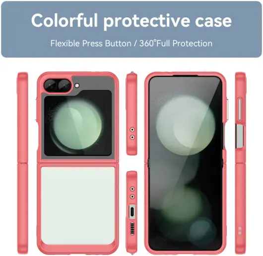 Samsung Galaxy Z Flip 6 Hoesje Shock Proof Back Cover Transparant Roze afbeelding 3