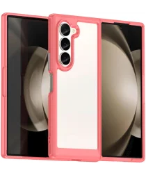 Samsung Galaxy Z Fold 6 Hoesje Shock Proof Back Cover Transparant/Roze