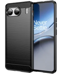 OnePlus Nord 4 Hoesje Geborsteld TPU Flexibele Back Cover Zwart