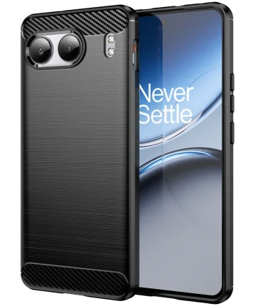 OnePlus Nord 4 Hoesje Geborsteld TPU Flexibele Back Cover Zwart Hoesjes