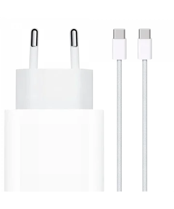 Originele Apple 20W USB-C Oplader met Geweven USB-C Kabel 1 Meter Wit Opladers