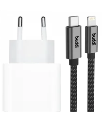 Originele Apple 20W USB-C Oplader met Buddi Lightning Kabel 1 Meter