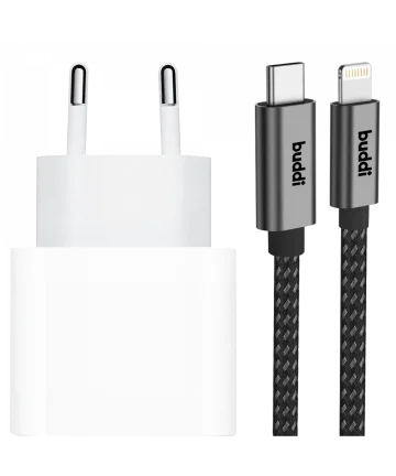 Originele Apple 20W USB-C Oplader met Buddi Lightning Kabel 1 Meter Opladers