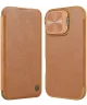 Nillkin Qin Prop Leather iPhone 16 Hoesje met Camera Cover Book Case Bruin