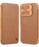 Nillkin Qin Prop Leather iPhone 16 Pro Max Hoesje Camera Cover Book Case Bruin