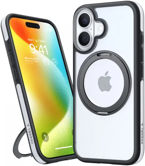 TORRAS Ostand R Fusion Apple iPhone 16 Plus Hoesje 360° MagSafe Stand Zwart afbeelding 2