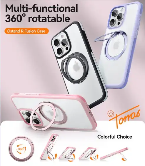 TORRAS Ostand R Fusion Apple iPhone 16 Pro Hoesje 360° MagSafe Stand Roze afbeelding 2
