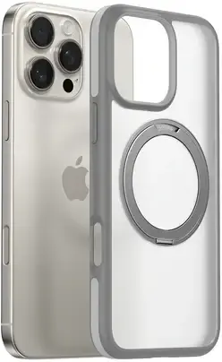 TORRAS Ostand R Fusion Apple iPhone 16 Pro Hoesje 360° MagSafe Stand Grijs afbeelding 6